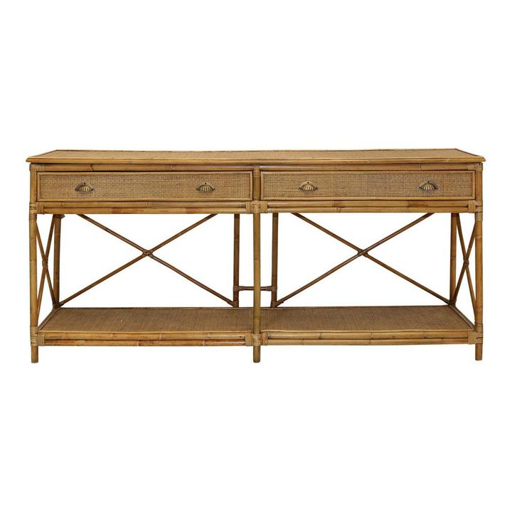 Cayman Large 2 Draw Rattan Console