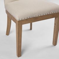 Oakwood Hamptons Linen Dining Chair Natural W/ Studs