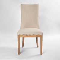 Oakwood Hamptons Linen Dining Chair Natural W/ Studs