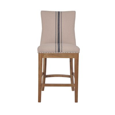 Oakwood Hamptons Counter Chair Natural/Blue Stripe W/ Studs