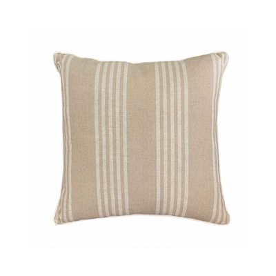 55cm Cushion Natural Beige with Thin Cream Stripes