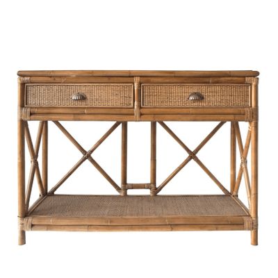 Cayman Rattan 2 Drawer Hamptons Console