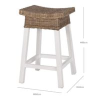 White Wood & Rattan Hamptons Bar stool