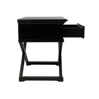 Sorrento Cross Leg Hamptons BedSide Table W/Drawer Black