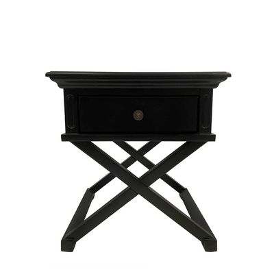 Sorrento Cross Leg Hamptons Side Table W/Drawer Black