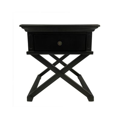 Sorrento Cross Leg Hamptons BedSide Table W/Drawer Black