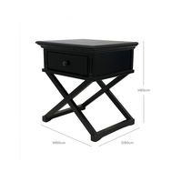 Sorrento Cross Leg Hamptons Side Table W/Drawer Black