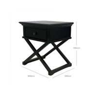 Sorrento Cross Leg Hamptons BedSide Table W/Drawer Black