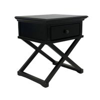 Sorrento Cross Leg Hamptons BedSide Table W/Drawer Black