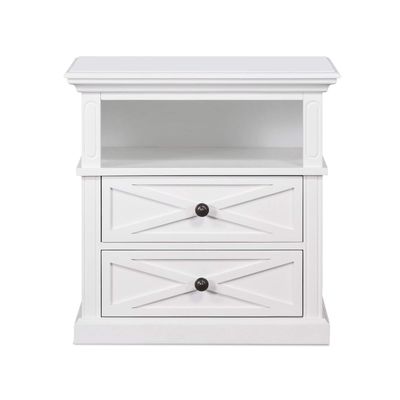 Sorrento Hamptons Medium 2 Drawer Bedside Table White