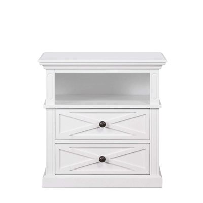 Sorrento Hamptons Medium 2 Drawer Bedside Table White