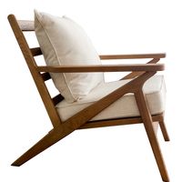 Ash Wood Timber Chair W/Natural Cushions Linen Blend