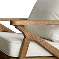 Ash Wood Timber ArmChair W/Natural Cushions Linen Blend