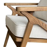 Ash Wood Timber ArmChair W/Natural Cushions Linen Blend