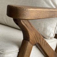 Ash Wood Timber ArmChair W/Natural Cushions Linen Blend