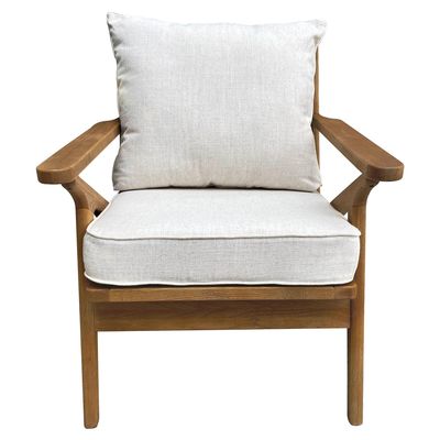 Ash Wood Timber Chair W/Natural Cushions Linen Blend