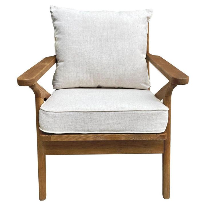 Ash Wood Timber ArmChair W/Natural Cushions Linen Blend