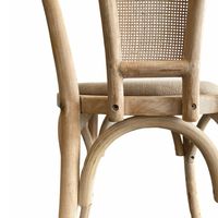 Round Rattan Back Elm Wood Dining Chair Natural