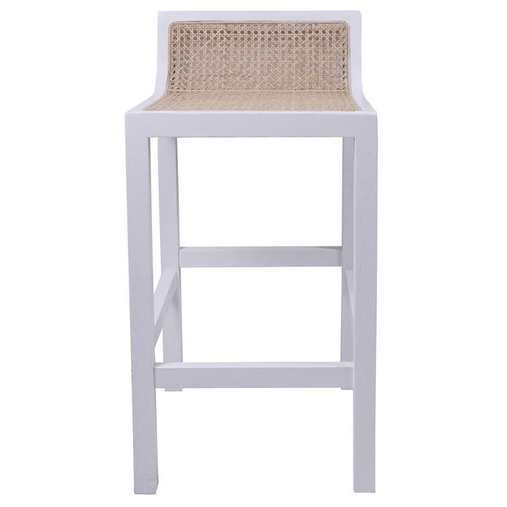 Amalfi Elm Wood and Rattan Bar stool White
