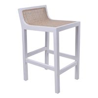 Amalfi Elm Wood and Rattan Barstool White