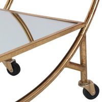 Antique Gold Bar Cart W/ Mirror Shelves