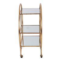 Antique Gold Bar Cart W/ Mirror Shelves