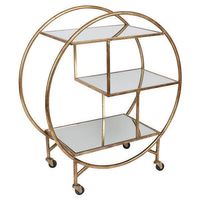 Antique Gold Bar Cart W/ Mirror Shelves