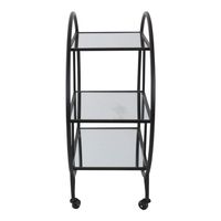 Black Bar Cart W/ Mirror Shelves