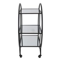 Black Bar Cart W/ Mirror Shelves
