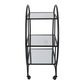 Black Bar Cart W/ Mirror Shelves