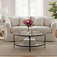 Palladium Black Iron & Glass Coffee Table