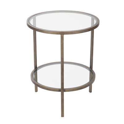 Palladium Brass Iron & Glass Side Table