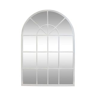 Iron Arch Mirror With Panes White