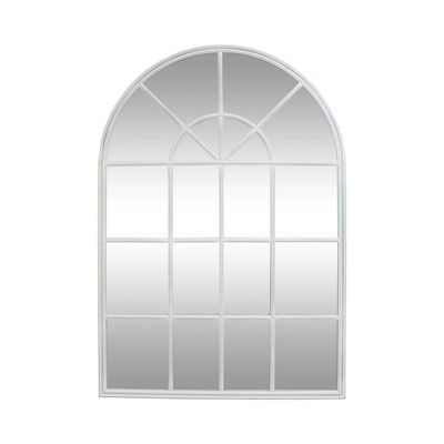 Iron Arch Mirror With Panes White