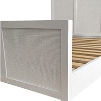 Santorini Hamptons Timber/Rattan Queen Bed White