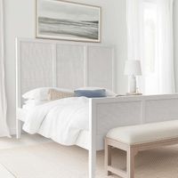 Santorini Hamptons Timber/Rattan Queen Bed White
