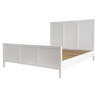 Santorini Hamptons Timber/Rattan Queen Bed White