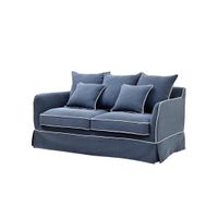 Slip Cover Only - Noosa Hamptons 2 Seat Sofa Navy W/White Piping