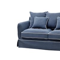 Slip Cover Only - Noosa Hamptons 2 Seat Sofa Navy W/White Piping