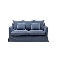 Slip Cover Only - Noosa Hamptons 2 Seat Sofa Navy W/White Piping