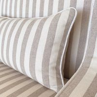 Bondi Hamptons 2 Seat Sofa Natural Stripe W/White Piping