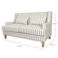 Bondi Hamptons 2 Seat Sofa Natural Stripe W/White Piping