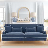 Bondi Hamptons 3 Seat Sofa Navy W/White Piping