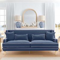Bondi Hamptons 3 Seat Sofa Navy W/White Piping
