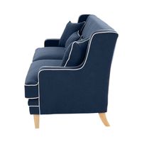 Bondi Hamptons 3 Seat Sofa Navy W/White Piping