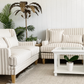 Bondi Hamptons 3 Seat Sofa Natural Stripe W/White Piping