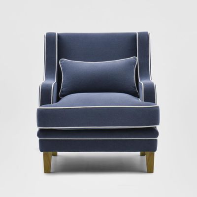 Bondi Hamptons Armchair Navy W/White Piping