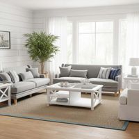 Bondi Hamptons 2 Seat Sofa Grey W/White Piping