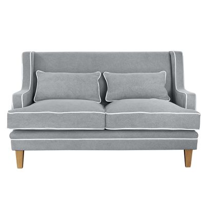 Bondi Hamptons 2 Seat Sofa Grey W/White Piping