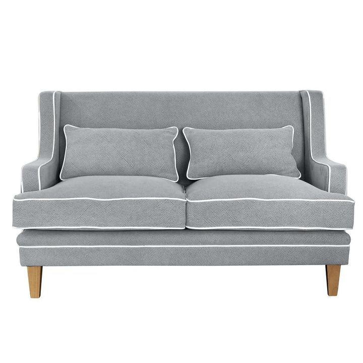 Gray sofa with on sale white piping